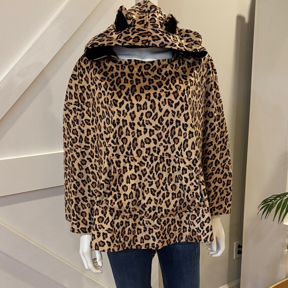🐆 Velvet Leopard Cheetah Hoodie Poncho Cape Ears Tail Pocket Pouch Furry & SOFT - Picture 2 of 8